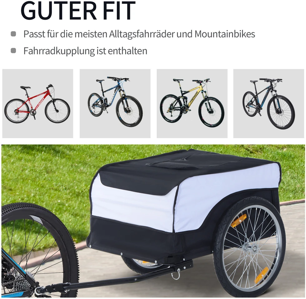 Homcom Keliamoji galia 40 kg, rankinis vežimėlis, balta+juoda, plienas Oxford, 140x77x65 cm