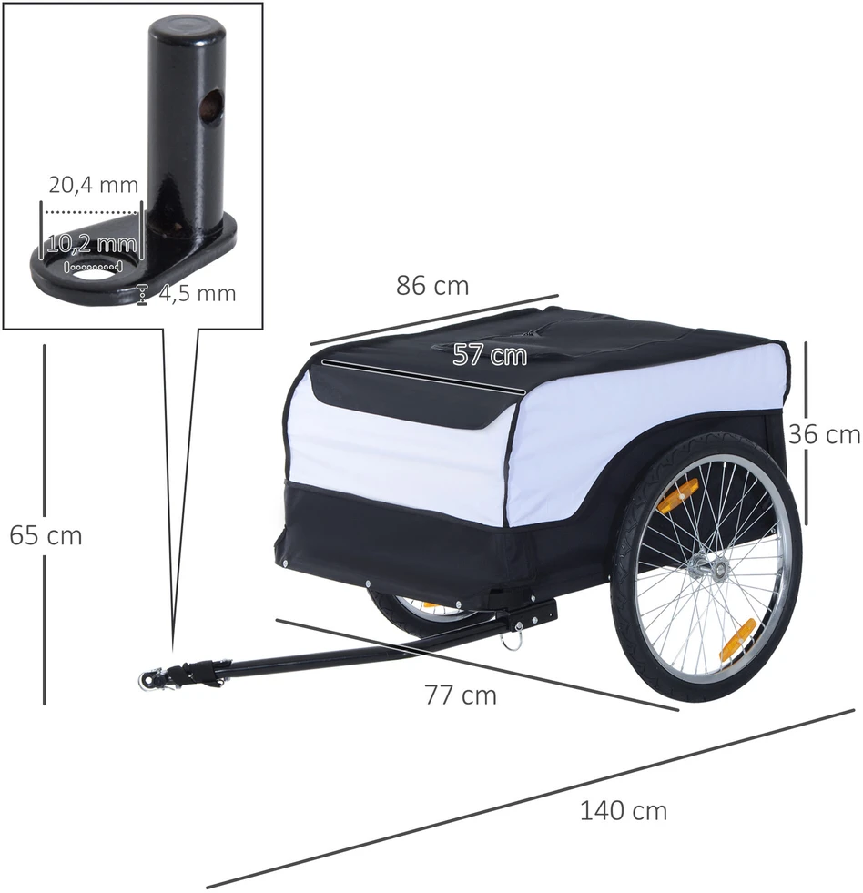 Homcom Keliamoji galia 40 kg, rankinis vežimėlis, balta+juoda, plienas Oxford, 140x77x65 cm