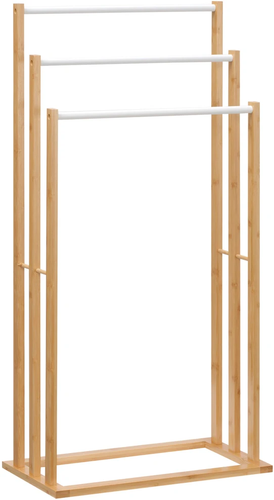 HOMCOM rankšluosčių laikiklis, pastatomas, 3 strypai, bambukas, natūralus, 48x25,8x94 cm