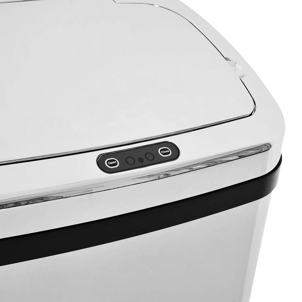 HOMCOM automatinė šiukšliadėžė su jutikliu, virtuvinė šiukšliadėžė iš nerūdijančio plieno, 50/68 l, sidabrinė (50 l)