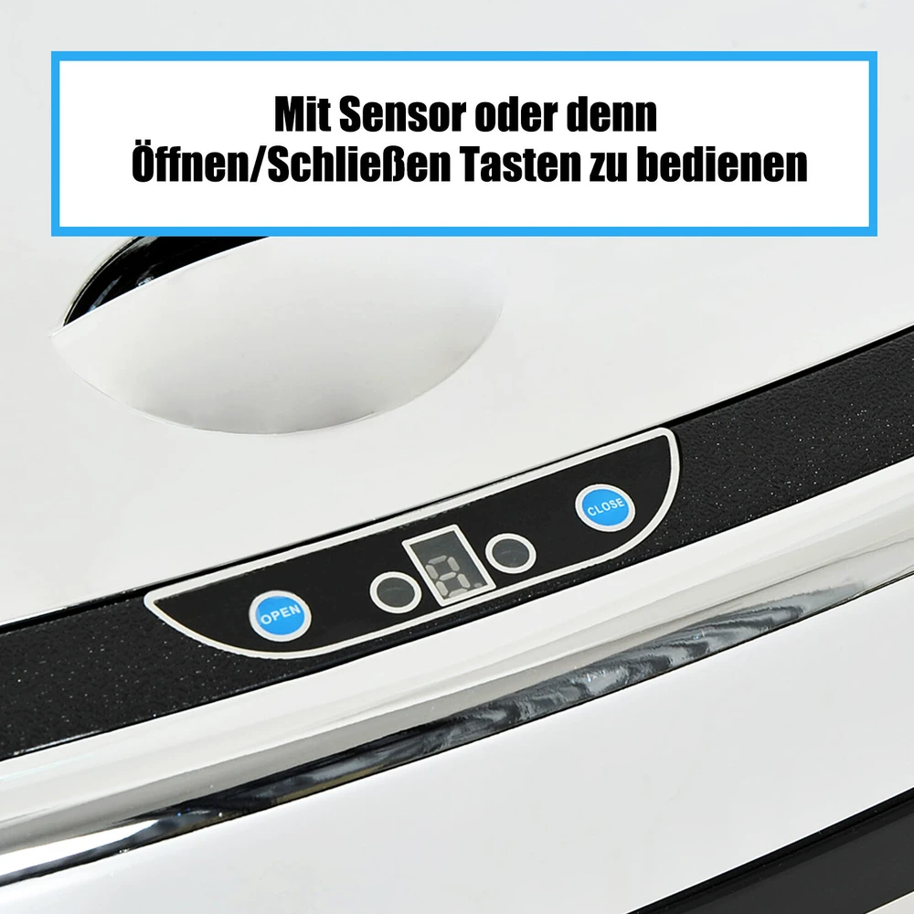 HOMCOM automatinė šiukšliadėžė su jutikliu, virtuvinė, nerūdijantis plienas, sidabrinė, 68 l