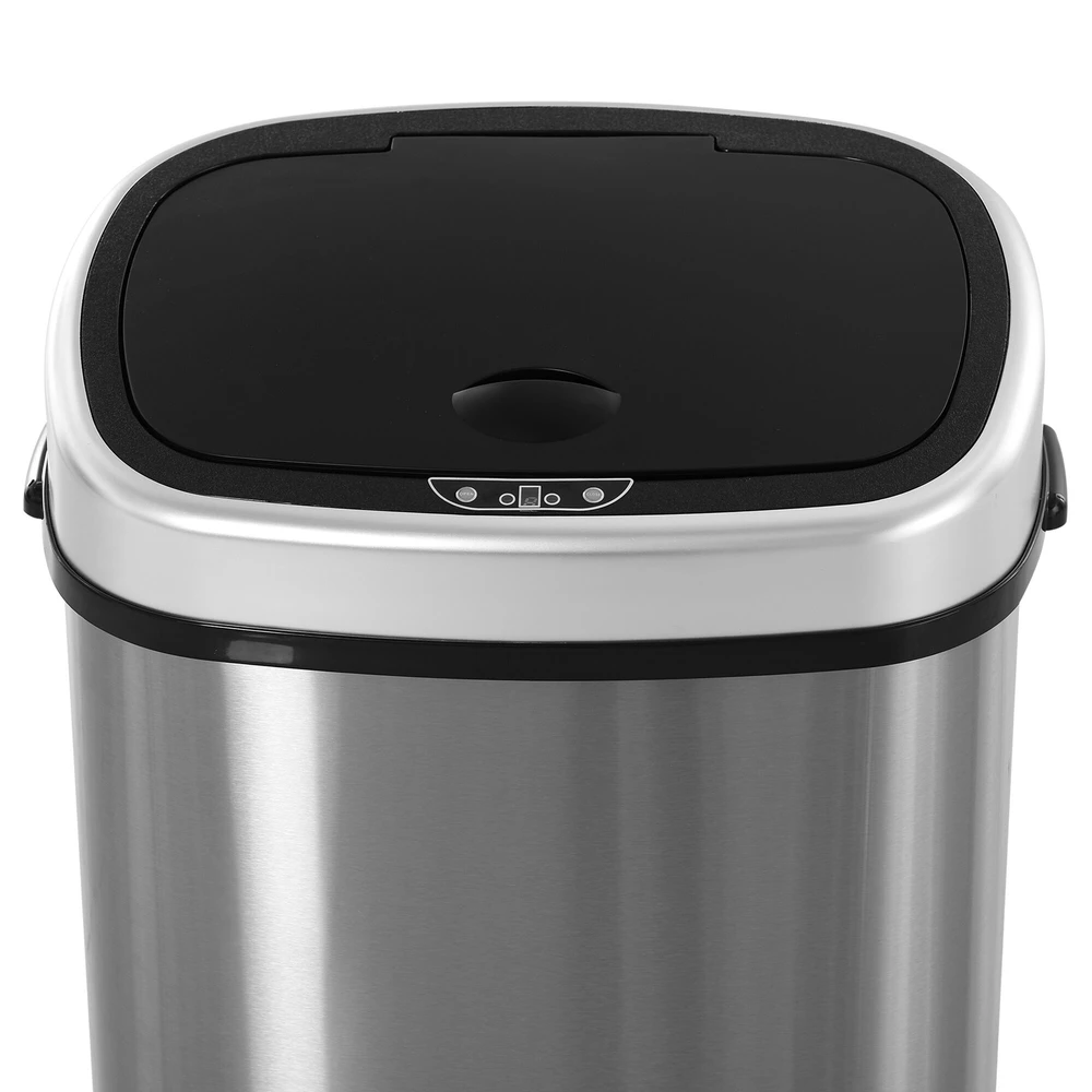 HOMCOM 58L šiukšliadėžė, automatinė su infraraudonųjų spindulių jutikliu, higieniška, didelė, nerūdijantis plienas, sidabrinė, I40,9xP28,9xA68 cm