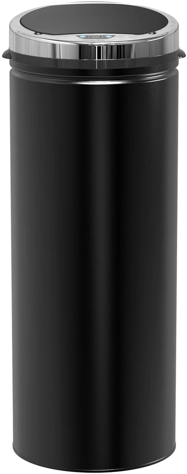 HOMCOM 50L sensorinė šiukšliadėžė, automatinė atliekų dėžė, nerūdijančio plieno virtuvinė šiukšliadėžė, infraraudonųjų spindulių jutiklis, juoda, nerūdijantis plienas