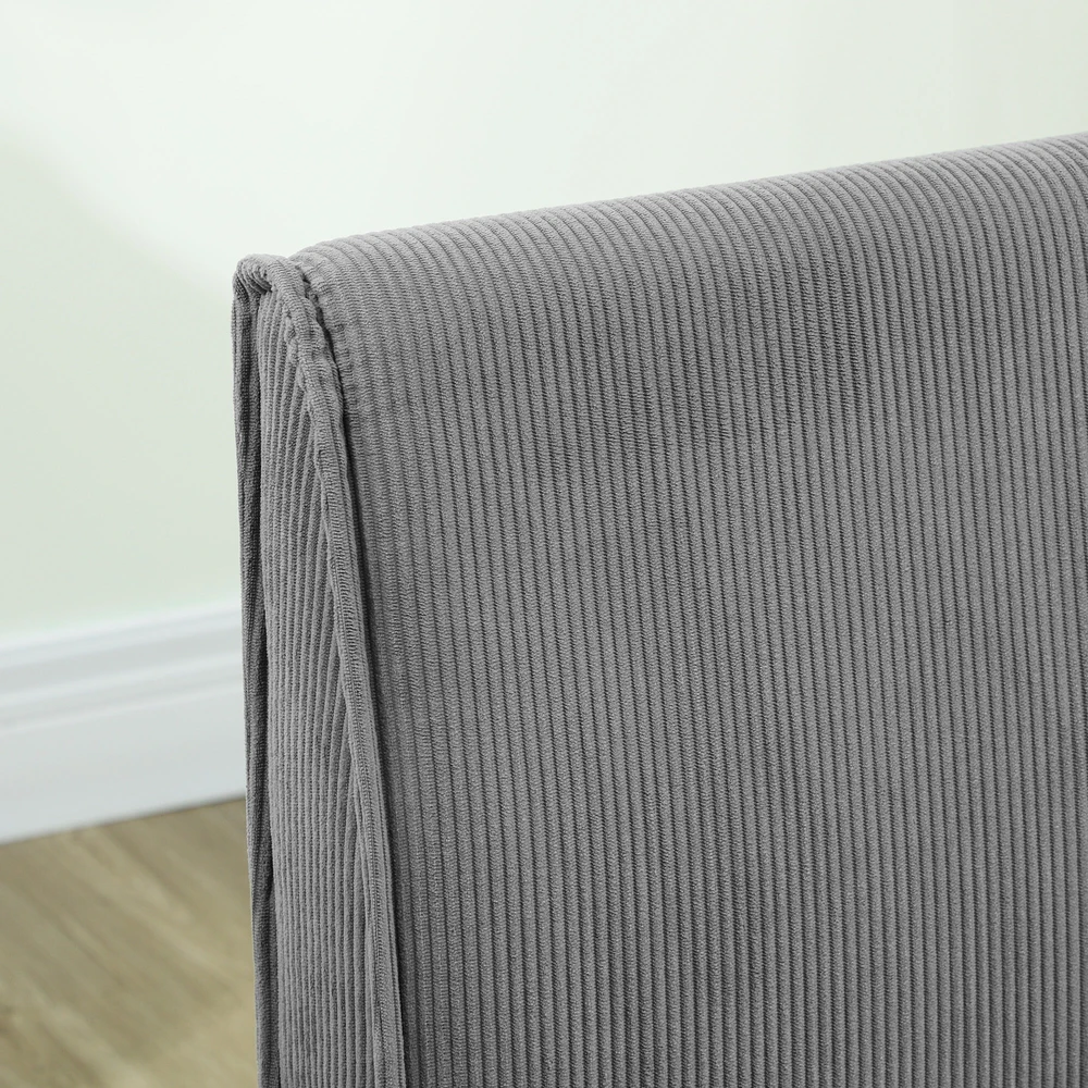 HOMCOM 2-vietė sofa, sofa su velveto optika, medinės kojelės, paminkštinta sofa, dvivietė sofa miegamajam, svetainei, 110 x 62 x 85 cm, pilka