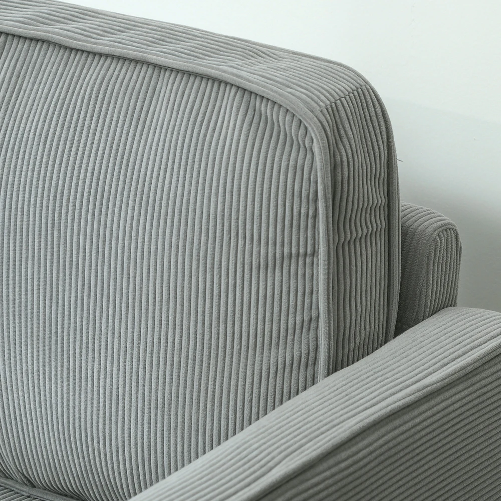 HOMCOM dvivietė sofa, maža sofa su porankiais, daiktadėžė, moderni gobeleninė sofa su velveto išvaizda, medinės kojelės, pagalvėlės, poilsio sofa svetainei, miegamajam, 117 x 63 x 79 cm, šviesiai pilka