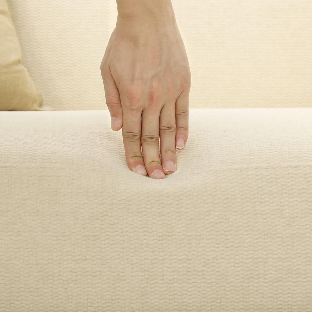 HOMCOM dvivietė sofa, maža sofa su aksomo efektu, medinės kojelės, paminkštinta sofa su porankiais svetainei, miegamajam, 130 x 74 x 79 cm, kreminė balta