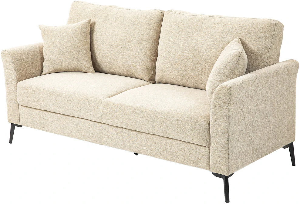 HOMCOM 2 vietų sofa, sofa su lino išvaizda, metalinės kojos, minkšta sofa, minkšta dvigulė sofa svetainei, miegamajam, 179 x 80 x 89 cm, smėlio spalvos