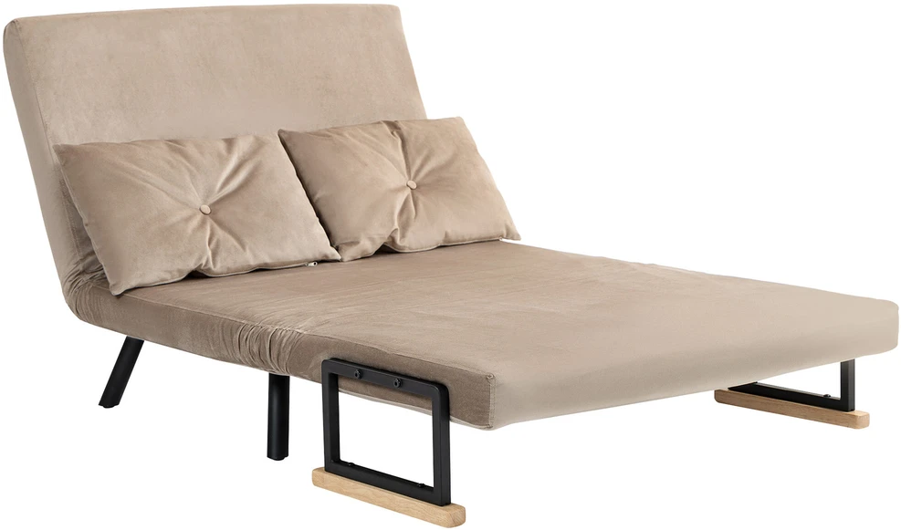 HOMCOM sofa lova, sulankstoma lova su miegojimo funkcija, reguliuojamas atlošas, polsteruota sofa su pagalve, aksominio stiliaus, svetainei, miegamajam, šviesiai ruda