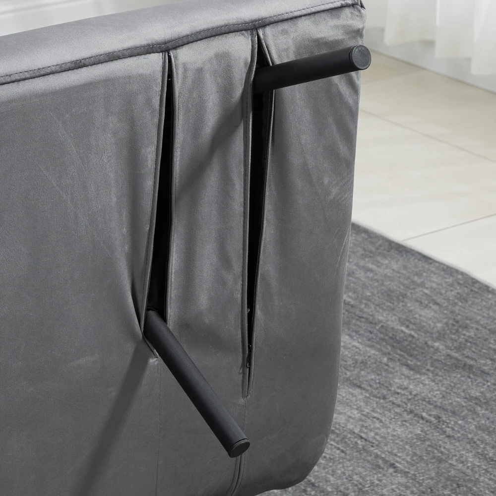 HOMCOM sofa lova su patalynės dėže, sofa su miegojimo funkcija, aksominės išvaizdos sofa su nugaros pagalvėlėmis, tamsiai pilka, 102 x 73 x 81 cm