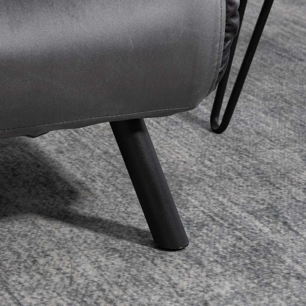 HOMCOM sofa lova su patalynės dėže, sofa su miegojimo funkcija, aksominės išvaizdos sofa su nugaros pagalvėlėmis, tamsiai pilka, 102 x 73 x 81 cm