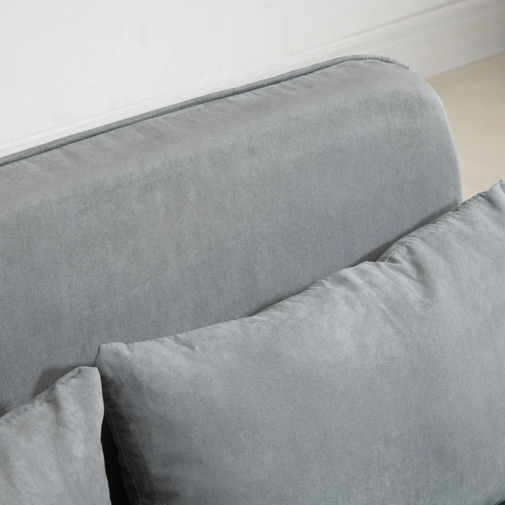 HOMCOM dvivietė sofa-lova su miegojimo funkcija ir pagalve, reguliuojama sofa, iki 150 kg, šviesiai pilka