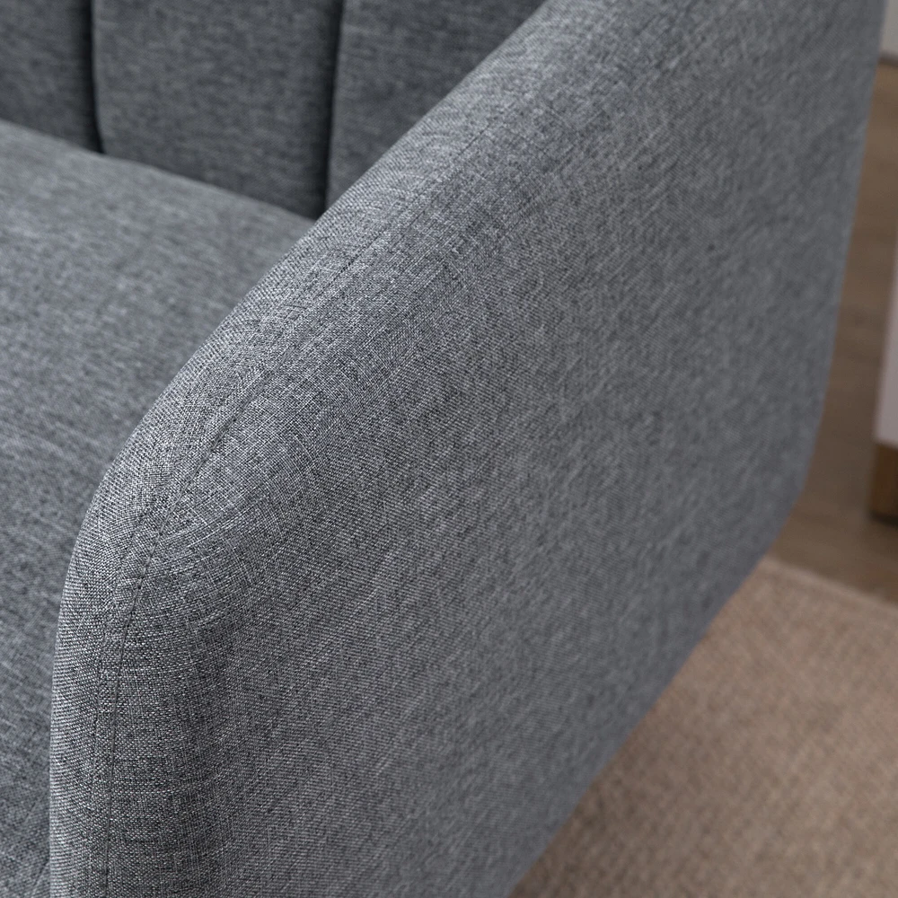HOMCOM sofa-lova, dvivietė, su miegojimo funkcija, lino išvaizdos poliesteris, gumamedis, pilka, 173x75x73 cm