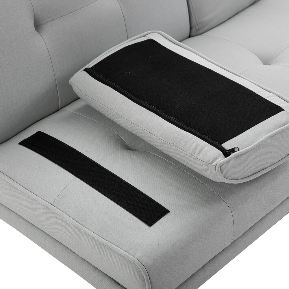 HOMCOM išskleidžiama sofa, patogi sofa-lova, 3 vietų, sofos lova, linas, šviesiai pilka, 181x77x72 cm