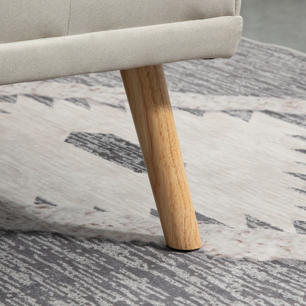 HOMCOM sofa-lova, 3 vietų sofa, sofa-lova su sulankstomu staliuku, audinio sofa su lino efektu, skandinaviško dizaino, išlaikanti iki 250 kg svorį
