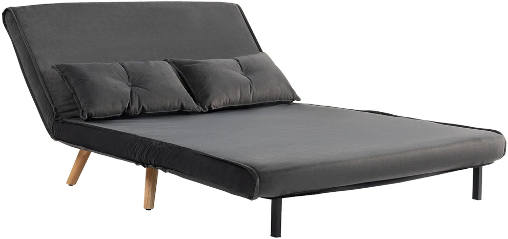 HOMCOM 2 vietne skalves sofa, sofa-lova, sofa-lova, transformuojama į lovą, reguliuojama atlošas, audinio apmušalas, metalinis rėmas, pilka