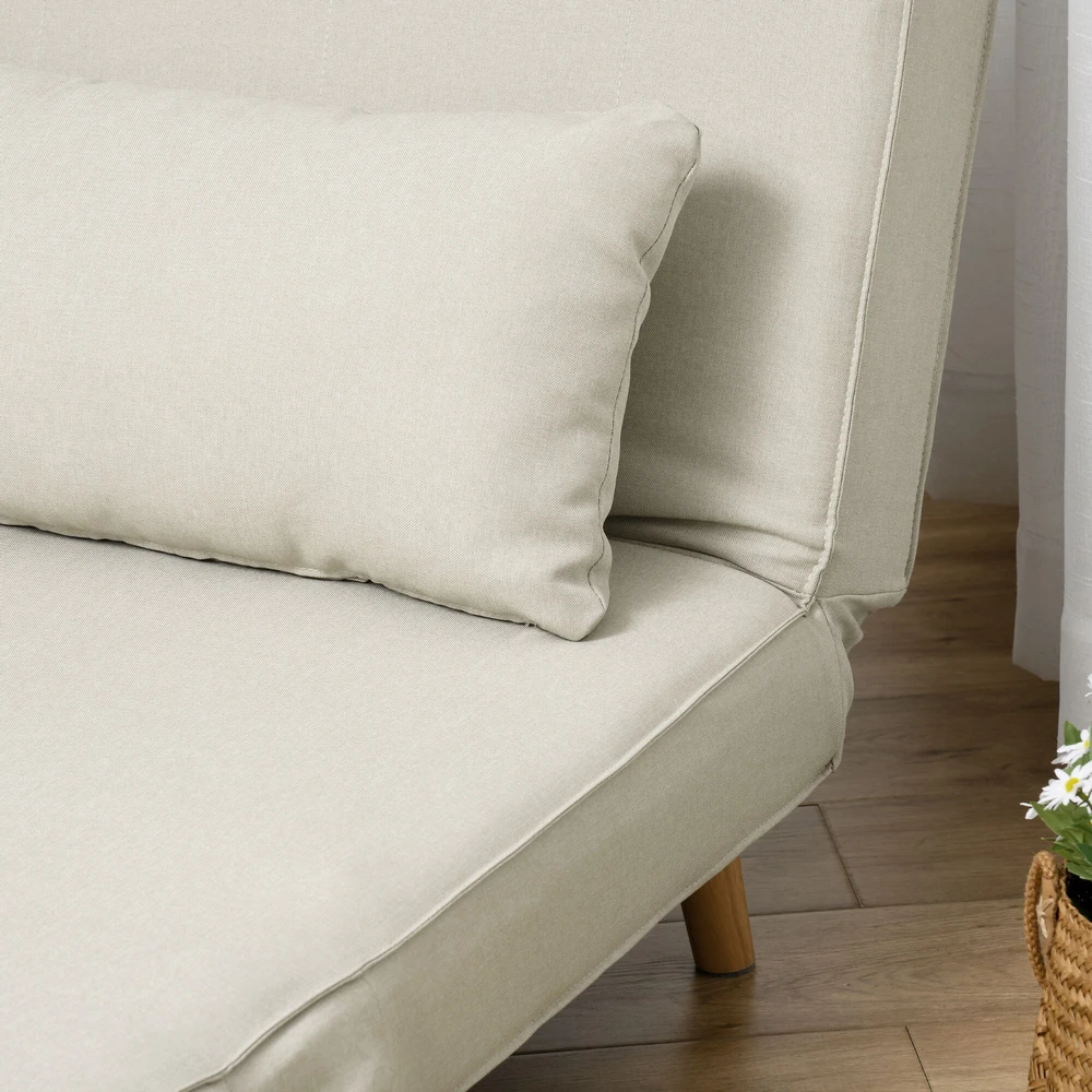 HOMCOM Sofa lova viengulė, sulankstoma sofa su reguliuojamu atlošu, šiaurietiška, lino imitacija
