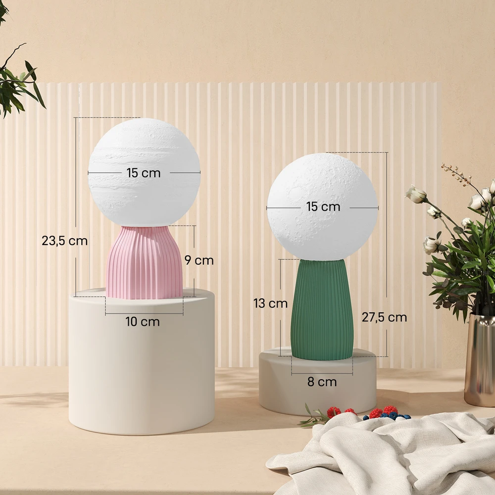 HOMCOM stalinių lempų rinkinys, planetų dizainas, 3 spalvos, USB, plastikas, baltas