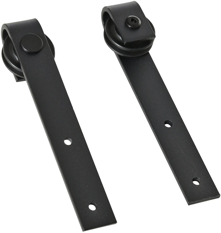 HOMCOM stumdomų durų mechanizmas dviguboms durims, bėgelis su priedais, anglinis plienas, juodas, 200x0,6x18 cm