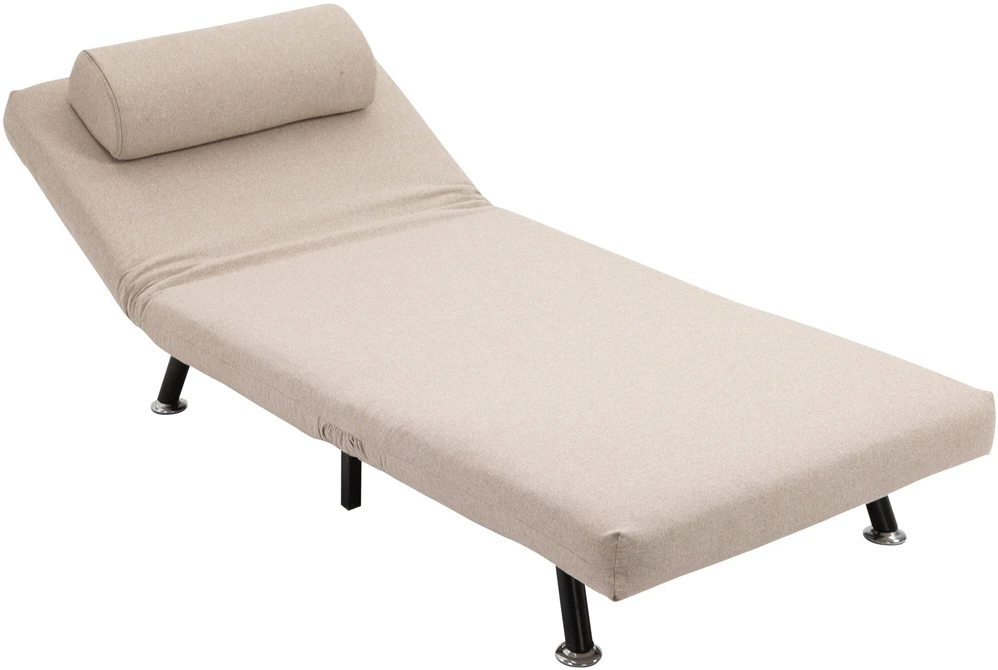HOMCOM miegamasis fotelis, transformuojamas fotelis-lova, su pagalve, linų imitacijos audinys, reguliuojama nugaros atrama, apkrova iki 150 kg, svetainei, smėlio spalvos