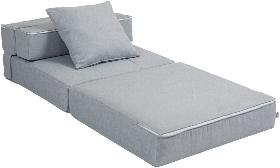 HOMCOM sulankstomas krėslas-lova, 2-in-1 sulankstomas fotelis su lovos funkcija, poilsio kėdė su pagalve, svečių lova svetainei, miegamajam, iki 100 kg apkrova, šviesiai pilka