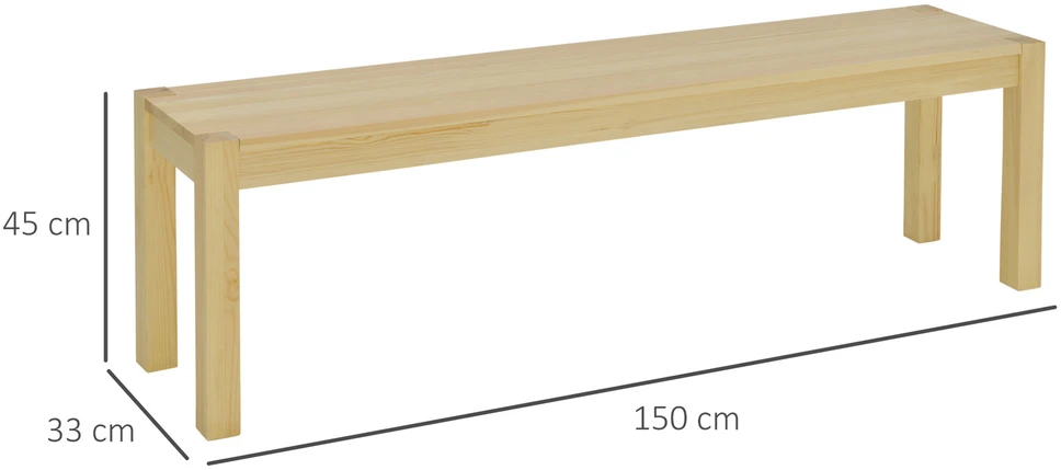 Homcom 3 vietų medinis kaimiško stiliaus suolas, virtuvinis suolas 330 kg