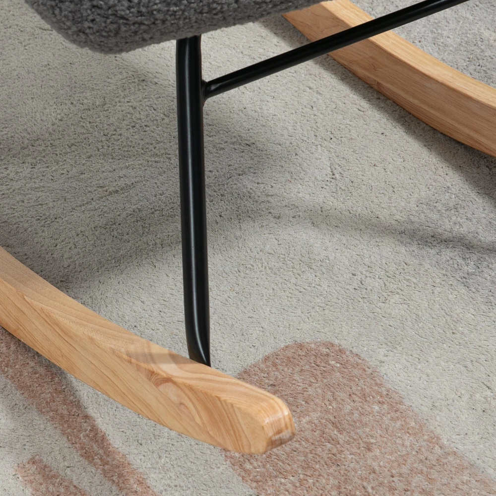 HOMCOM supamasis krėslas, akcentinis krėslas, poilsio kėdė su berber vilnos audiniu, miegamajam, iki 120 kg, tamsiai pilka, 71x92x101 cm