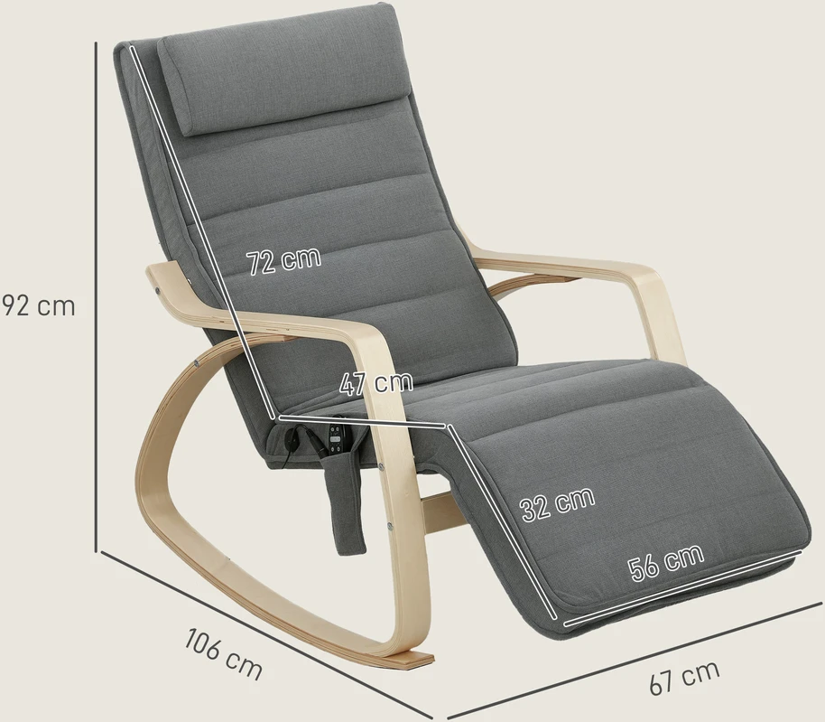 HOMCOM supamoji kėdė su masažo funkcija, juosmens šildymu, 3 režimais, audinio apmušalais, pilka