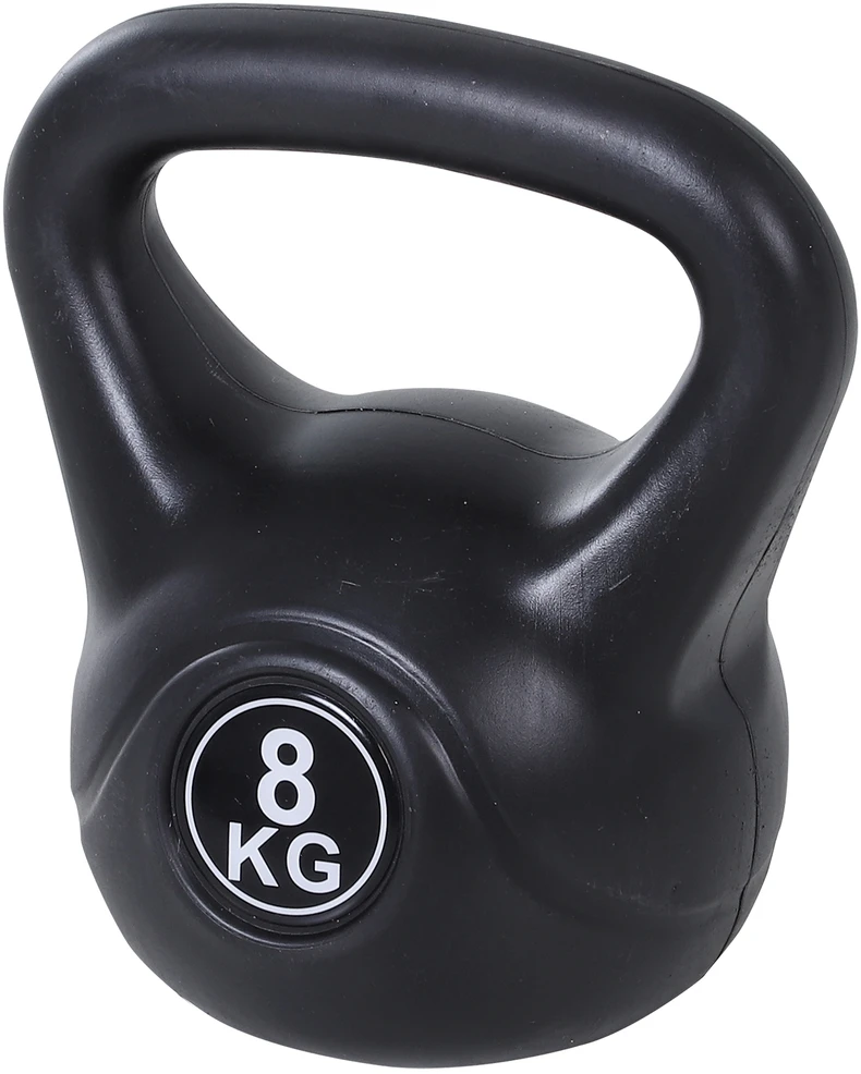 HOMCOM virdulinis svarmuo (kettlebell) 8kg, užpildytas smėliu, pradedantiesiems, juodas