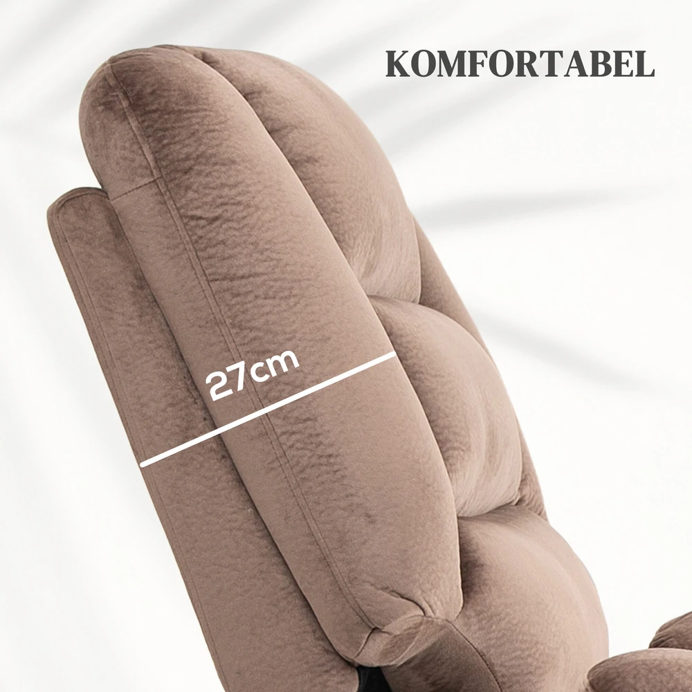 Fotelis HOMCOM elektrinis pakeliamas televizoriaus krėslas, masažinis krėslas su atlošimo funkcija, šildymu, kišeninių spyruoklių sistema, nuotolinio valdymo pulteliu, rudas
