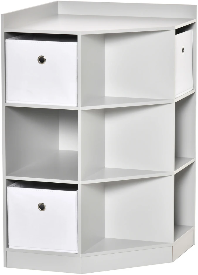 HOMCOM kampinė vaikiška lentyna su 3 daiktadėžėmis, vaiko kambario žaislų lentyna 3–12 metų vaikams, pilka, 57,4 x 57,4 x 94 cm