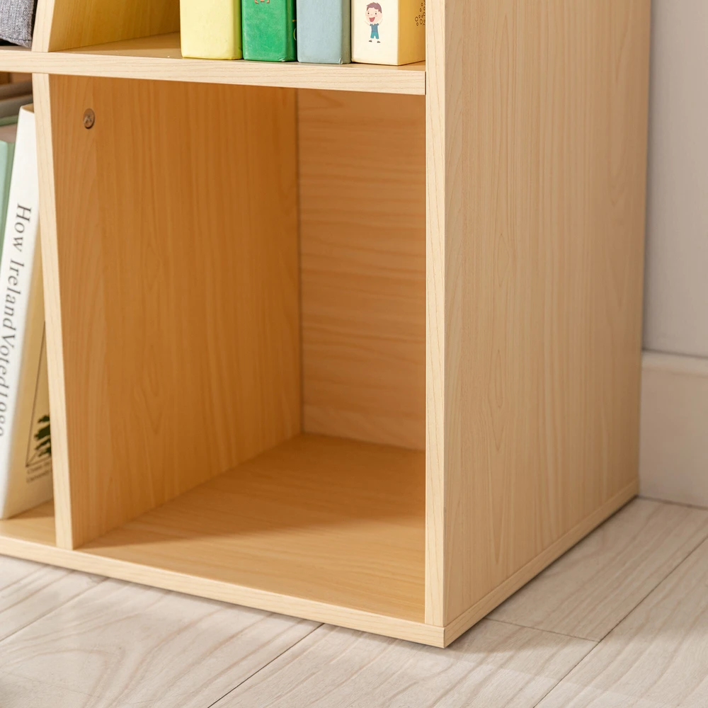 HOMCOM Vaikiška lentyna / knygų lentyna su sėdyne, 6 skyriais ir žaislų dėže, 3 pagalvėlės, nuo 3 metų, pilka + natūrali, 103 x 30 x 62 cm
