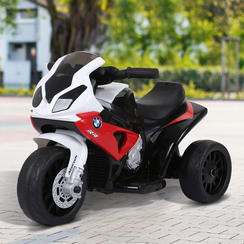 HOMCOM BMW S1000RR licencijuotas elektrinis triratis, vaikiškas motociklas su akumuliatoriumi, vaikiška transporto priemonė, plienas, raudona, 66x37x44 cm