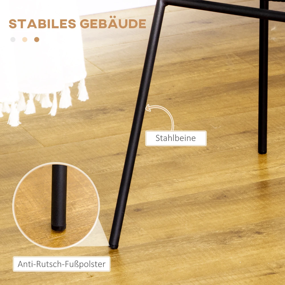 HOMCOM valgomojo kėdžių rinkinys, 2 virtuvės kėdės su atlošu, rotango išvaizdos, plienas, geltonos spalvos, 44x58x85cm, skirtos valgomajam ir svetainei