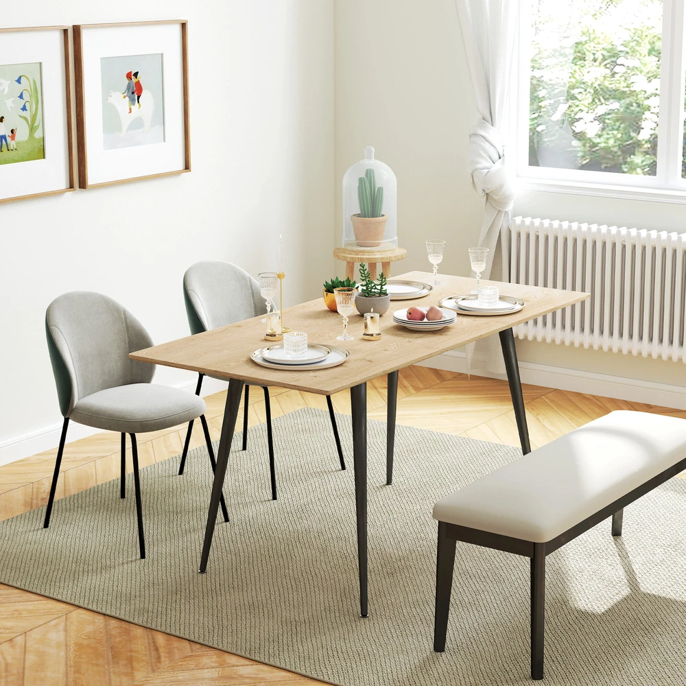 HOMCOM išskleidžiamas valgomojo stalas 120/160 x 75 cm, virtuvinis stalas 6-8 asmenims, modernus valgomojo stalas su plieninėmis kojomis, natūrali spalva