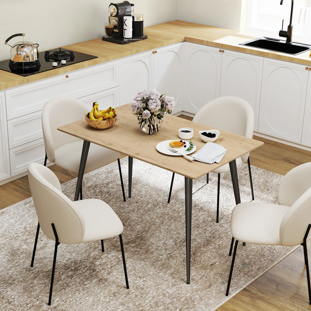HOMCOM išskleidžiamas valgomojo stalas 120/160 x 75 cm, virtuvinis stalas 6-8 asmenims, modernus valgomojo stalas su plieninėmis kojomis, natūrali spalva