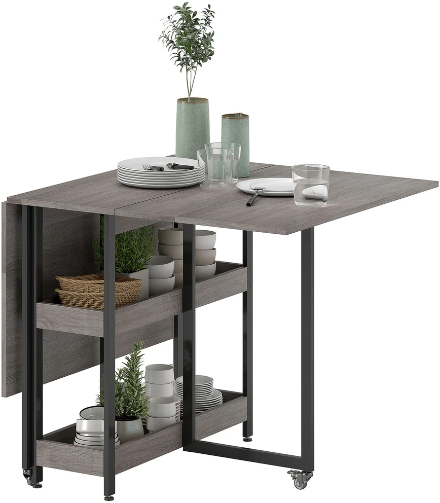 Valgomojo stalas, 133,4x80x75 cm, pilkas