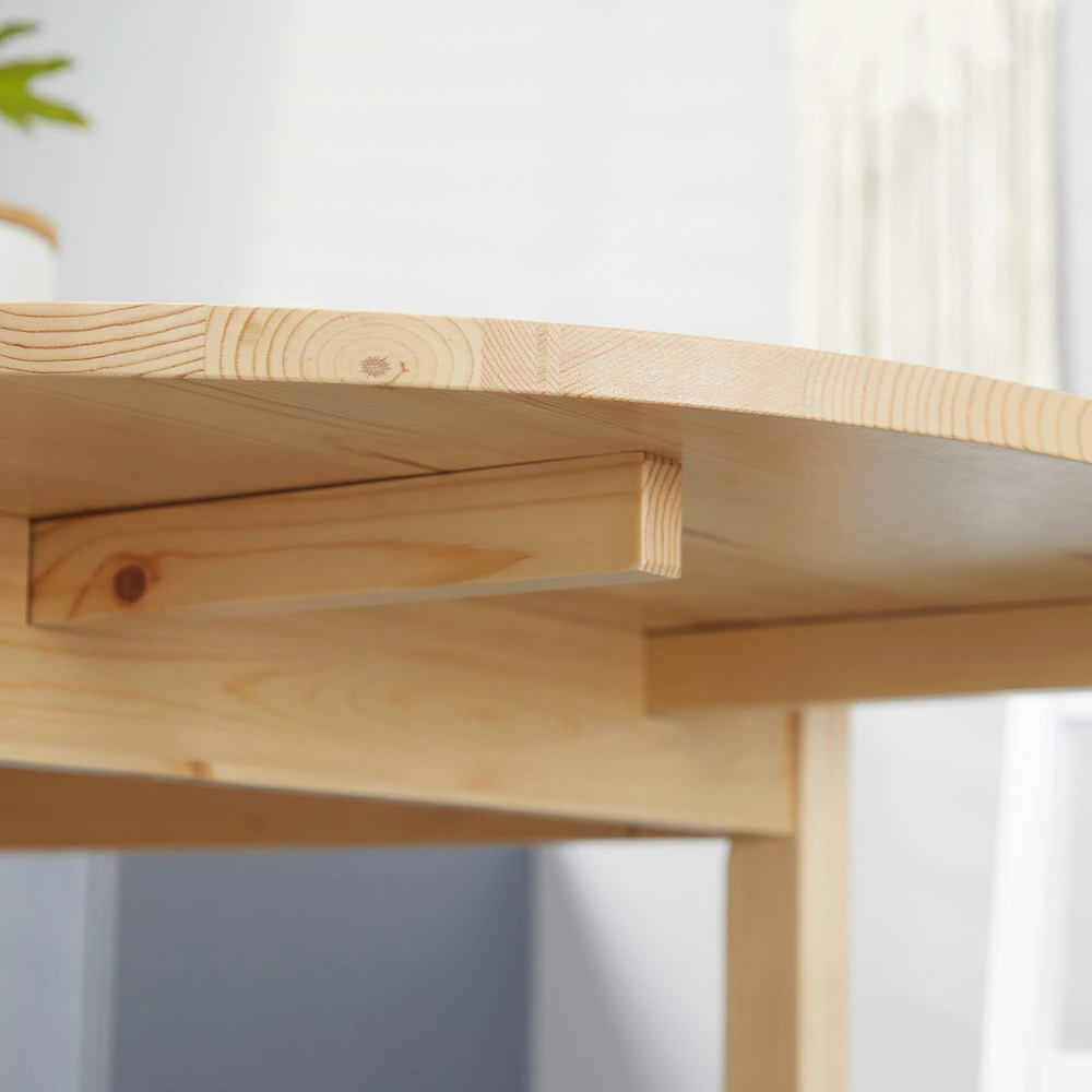 HOMCOM medinis sulankstomas valgomojo stalas, 6 vietų virtuvinis stalas su nuleidžiamais kraštais, kompaktiškas stalas mažoms erdvėms, valgomajam, virtuvei, 140 x 70 x 75 cm, natūralaus medžio spalvos