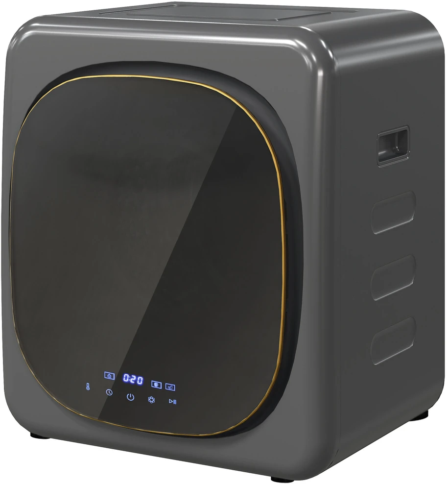 HOMCOM mini drabužių džiovyklė su 6 programomis, LED jutikliniu ekranu, 4kg talpa, iki 60℃, 800 W, pastatoma arba montuojama ant sienos, ventiliuojama, su apsauga nuo perkaitimo, pilka