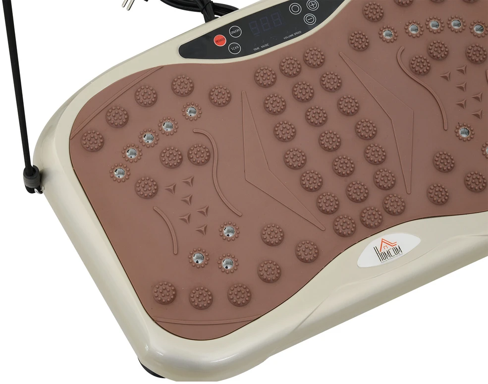 HOMCOM vibracinė plokštė, vibracinis treniruoklis, vibracinis įrenginys, kūno rengybos treniruoklis, LED ekranas, USB garsiakalbis, pasipriešinimo gumos, nuotolinio valdymo pultas