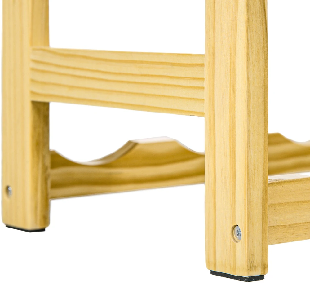 HOMCOM vyno lentyna, stovas 42 vyno buteliams, 7 pakopų, medinis pastatomas stovas, vyno laikiklis su apsauga nuo apvirtimo virtuvei, natūralios spalvos 63 x 25 x 102 cm