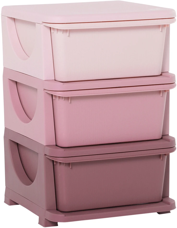 HOMCOM komoda su saugojimo dėžėmis, žaislų organizatorius, žaislų dėžė vaikų kambariui, 3-6 metams, rožinė, 37 x 37 x 56,5 cm