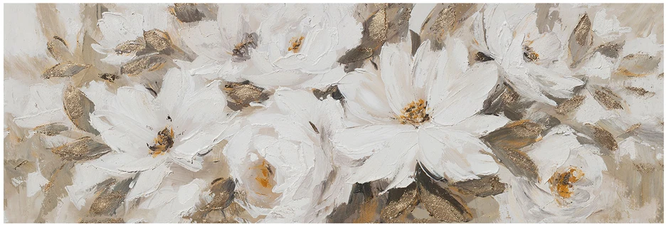 Home4You Aliejinis paveikslas 50x150 cm, baltos gėlės