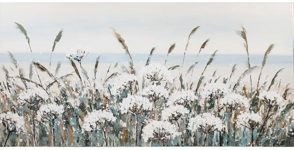 Home4You Aliejinė tapyba 70x140cm, baltos gėlės