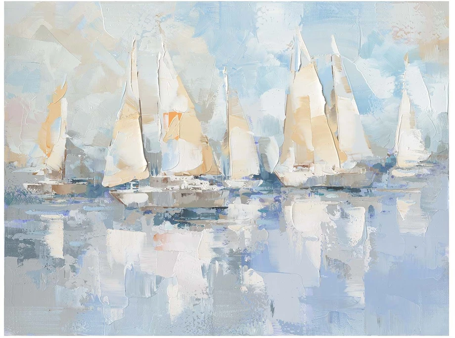 Home4You Tapyba aliejiniais dažais 120x90cm, burlaiviai jūroje