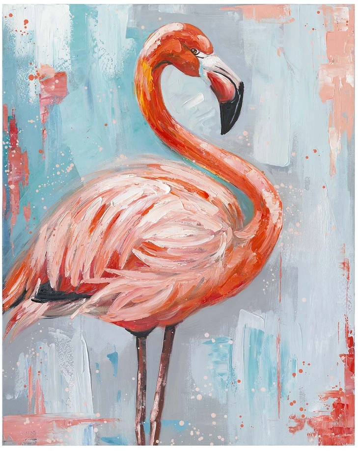 Home4You Tapyba aliejiniais dažais 80x100cm, flamingas