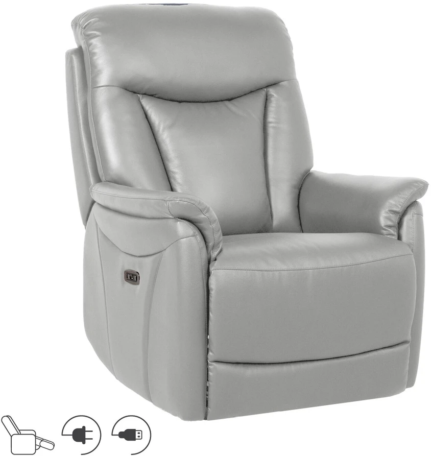Home4You Fotelis-reglaineris BALDWIN Elektrinis Smėlio spalvos oda