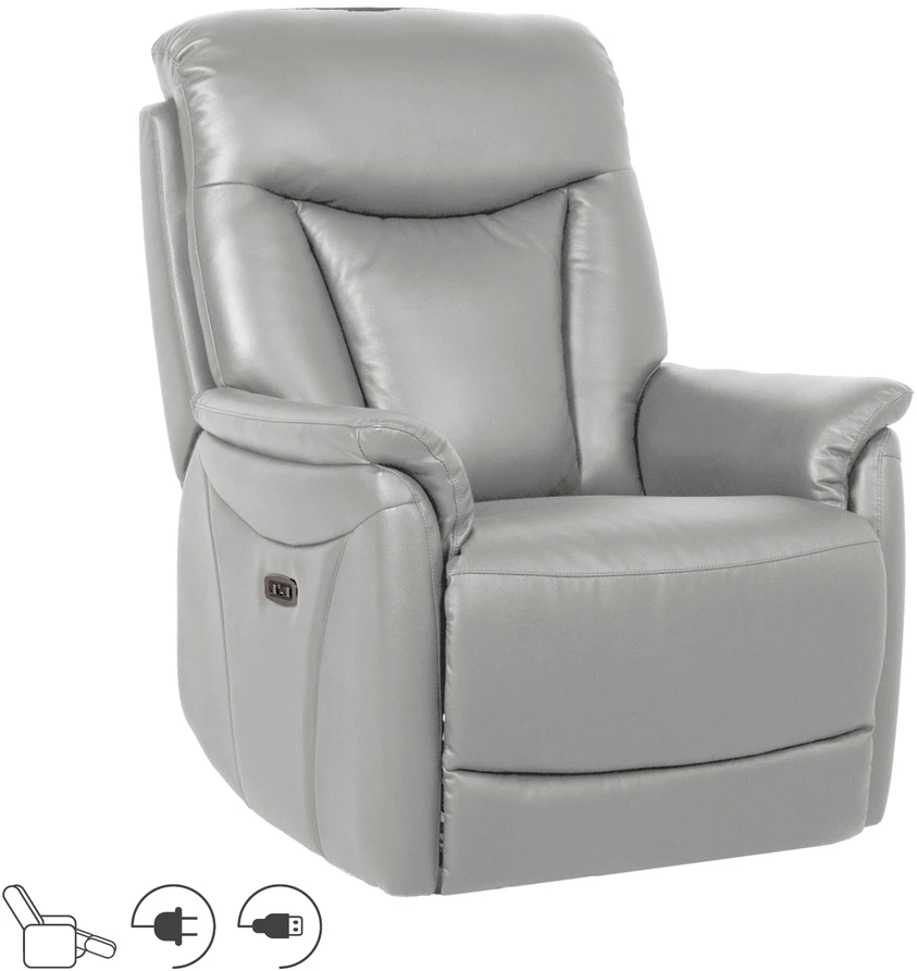 Home4You Fotelis-reglaineris BALDWIN Elektrinis Smėlio spalvos oda