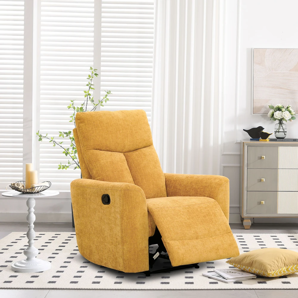 Fotelis Home4You Kėdė GEMMA su rankiniu mechanizmu, tamsiai geltona