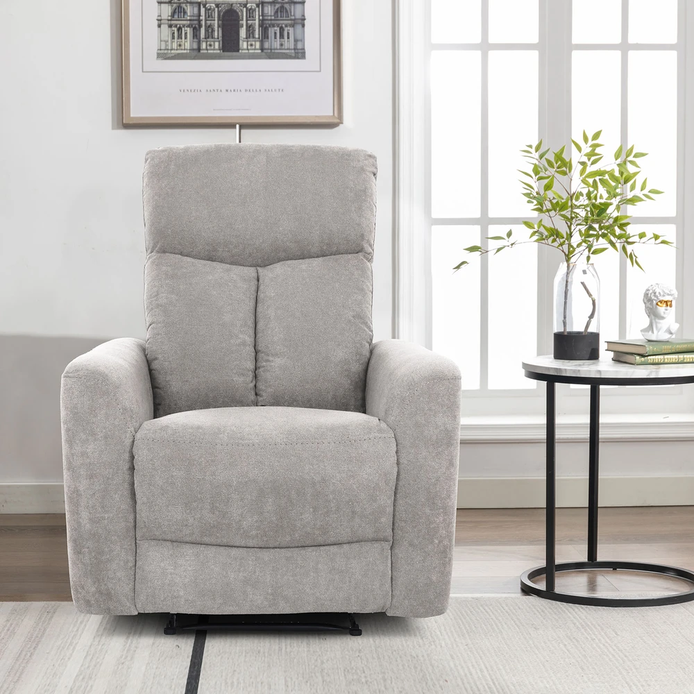 Fotelis Home4You Atlošiamas krėslas GEMMA su rankiniu mechanizmu, šviesiai pilkas