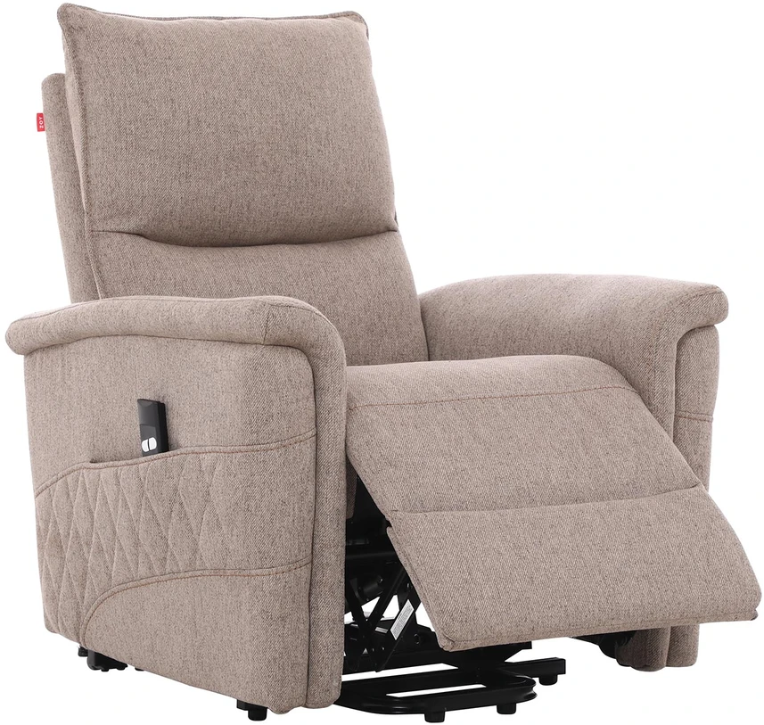 Home4You Atlošiamas fotelis GIANNI su elektriniu pakėlimo mechanizmu, smėlio spalvos